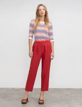 Pantalones rectos de mujer con cintura de goma elástica - Lasserre - FashionsVida