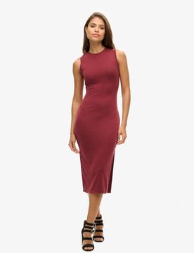 Superdry Damen Lila Jersey-Midikleid mit Rückenausschnitt, Größe: 44