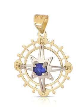 Ciondolo Rosa dei Venti Oro Bianco Giallo 18kt GL102512