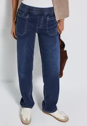 Jeans mit Elastikbund female Blau