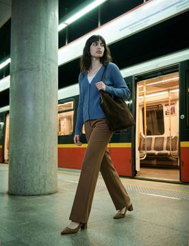 Cardigan a coste con viscosa - steel blue