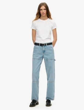 Superdry Damen Carpenter Jeans aus Denim mit Mittlerer Leibhöhe Hellblau - Größe: 30/32