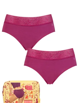 Women's 2 Pack Period Pants Hipster Medium Wine Extra Small - Red - Size: Extra Small - Sloggi - FashionsVida