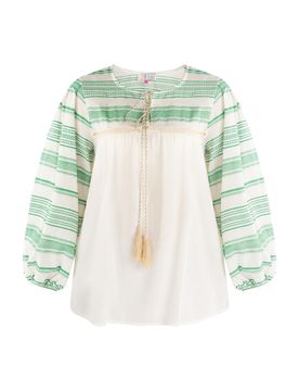 IZIA Blusa verde / blanco natural