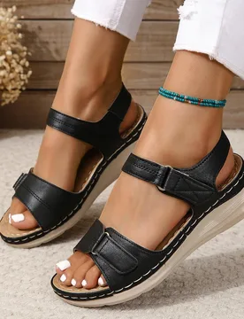 Sandalias casuales de estilo romano con punta abierta para mujer de talla grande, modelo nuevo de 2023 - Shein - FashionsVida