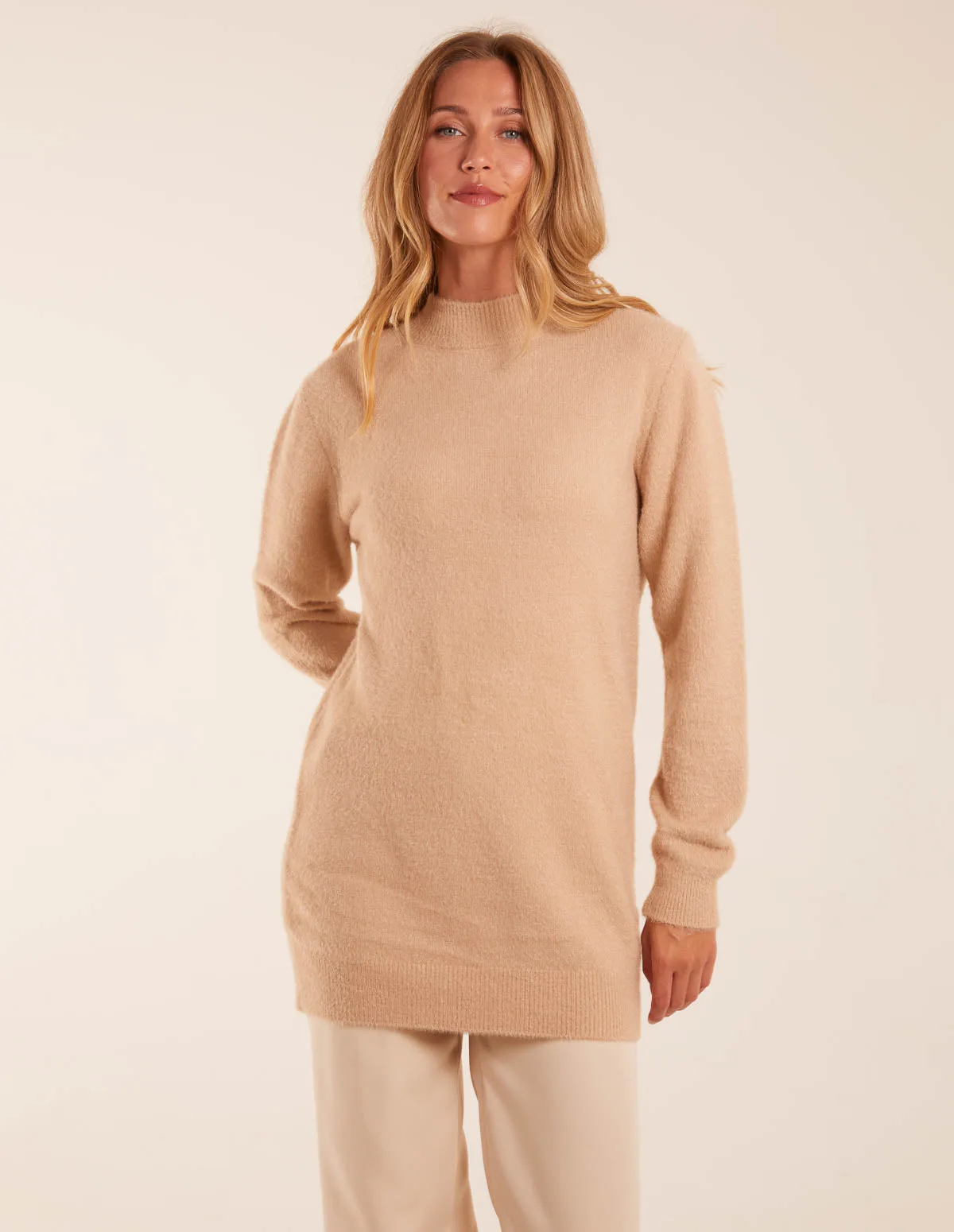 High Neck Long Jumper - S/M / Camel - female - Blue Vanilla - FashionsVida