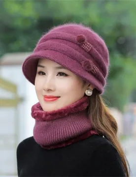Women Winter Hat Keep Warm Cap Add Fur Lined CAPS And Scarf Set Warm For Female Casual Rabbit Fur Winter Knitted Bonnet - Aliexpress - FashionsVida