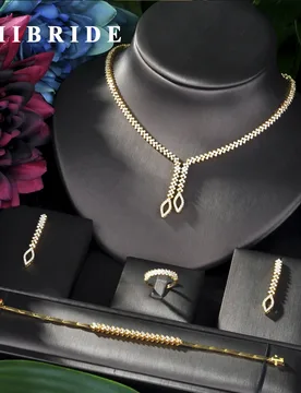 HIBRIDE Shining Brilliant Cubic Zircon 4pcs Bridal Set for Women Fashion Wedding Zircon CZ Dubai Bridal jewelry Set N-06 - Aliexpress - FashionsVida