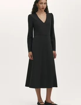 Seraphina Ponte Jersey V Neck Midi Dress - Black - Size: 18 - Finery London - FashionsVida