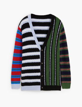 Cardigan en maille à rayures, M