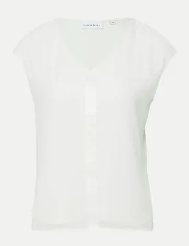 Blusenshirt mit Satinkante Weiß 46 - Comma - FashionsVida
