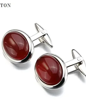 Hot Luxury Red Onyx Cufflinks for Mens Shirt Cuffs Cufflink Lepton High Quality ellipse Stone Cuff links Lepton Jewelry gemelos - Aliexpress - FashionsVida