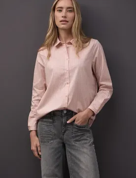 Gestreifte Business Bluse female Rosa