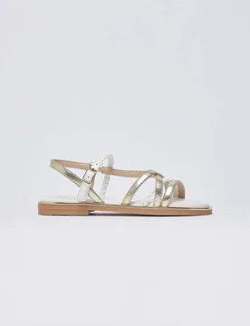 Sandalo Liu Jo bianco e oro intrecciato in similpelle - Liujo - FashionsVida