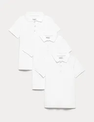 Pack Unisex Stain Resist Slim Fit School Polo Shirts (2-18 Yrs) White male