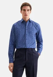 Regular Business Hemd Druck Blau 44