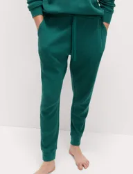 Pure Cotton Waffle Loungewear Bottoms Green male
