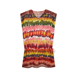 Vestido de playa corto con estampado abstracto