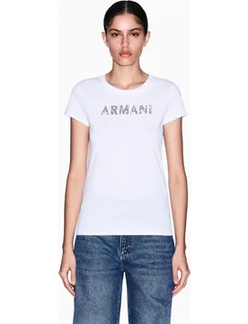 Camiseta de mujer slim fit con logo en relieve - Armani Exchange - FashionsVida