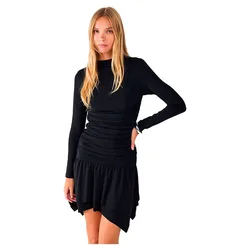 Vestito A Maniche Lunghe Drapped Black / Black XS