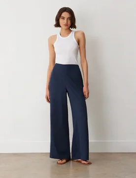 Crepe Wide Leg Trousers Navy female - Finery London - FashionsVida