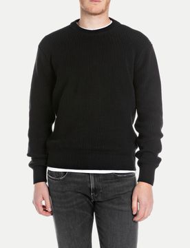 Rippstrickpullover Schwarz XXL