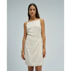 Vestido corto con lino de mujer