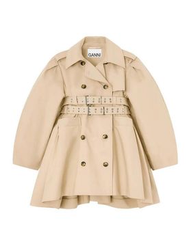Trench con peplo in cotone doppio