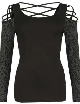 Langarmshirt - Longsleeve with Cold-Shoulder Detail - S bis XXL - für Damen - Größe S - schwarz - Frauen - female - Black Premium by EMP - FashionsVida
