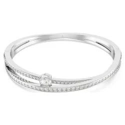 Bracciale rigido Hyperbola, Taglio misto, Bianco, Placcato rodio M
