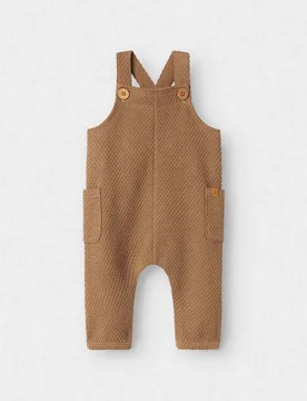 Salopette Lil'Atelier marrone in tessuto waffle con taschine - Lil' Atelier - FashionsVida