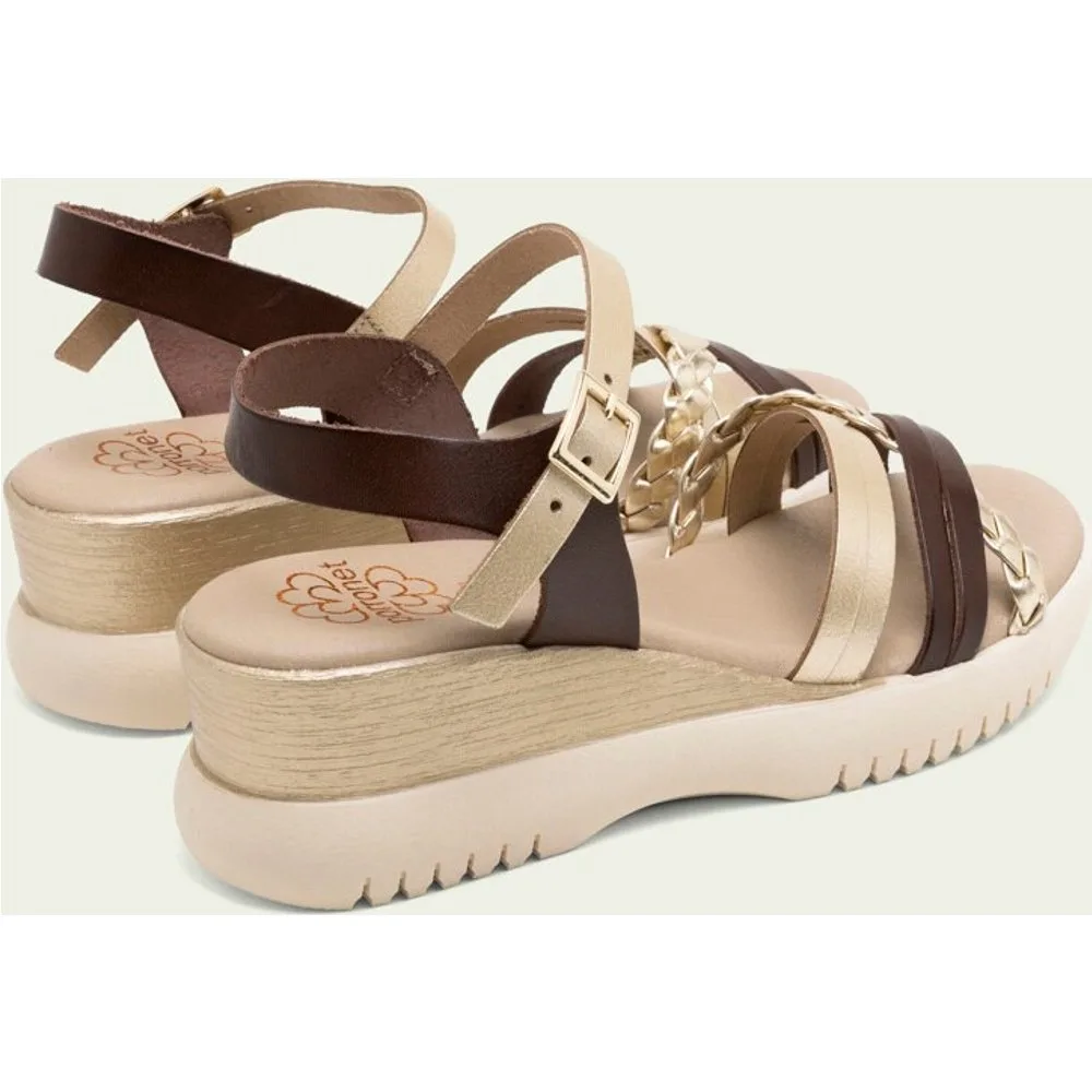 Sandalia de tiras de mujer de piel con hebilla - Porronet - FashionsVida