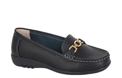 Saddle Womens Loafers (Extra Wide) - Black - Size Uk 8