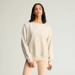 Womens Open Neck Sweatshirt - Beige - Size Large