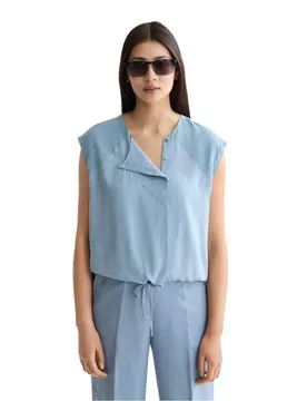 T-shirt Sans Manches Drawstring Waisted Faded Denim 34