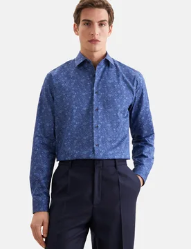 Regular Business Hemd Druck Blau 44 - Seidensticker.com - FashionsVida