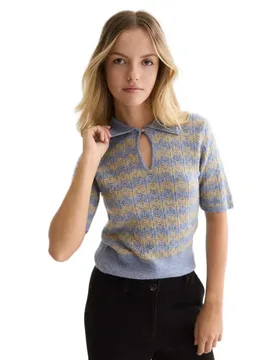 Pull à Manches Courtes U9a01775t Stonewash Stripe M - Scotch & Soda - FashionsVida