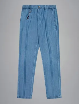 Paul & Shark - Pantalón chino de hombre en denim sin pliegues x-soft - PAUL & SHARK - FashionsVida