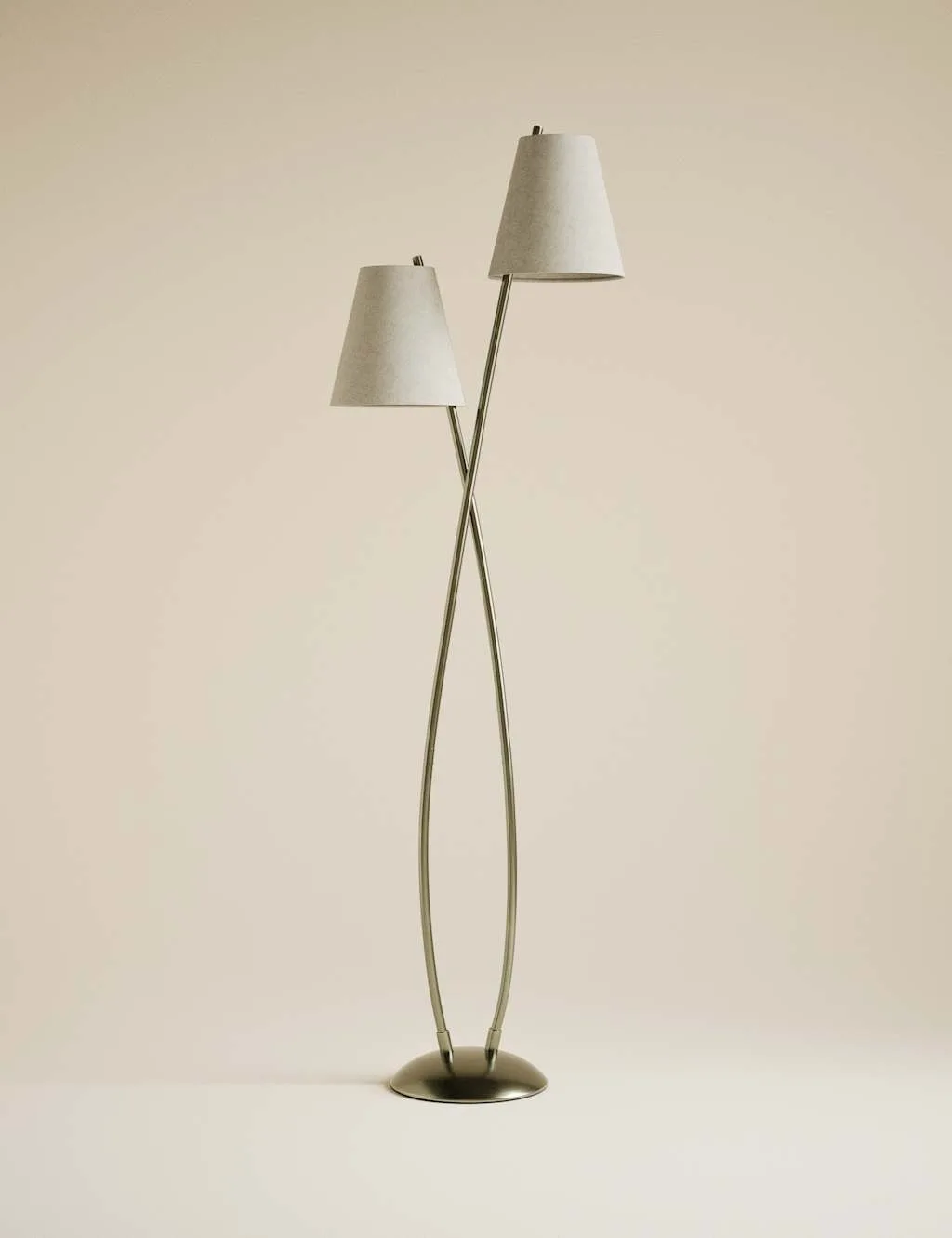 Rechargeable Curved Double Floor Lamp Antique Brass - M&S - FashionsVida