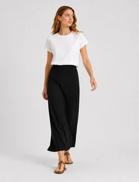 Falda larga de tiro alto y largo al tobillo - Pieces - FashionsVida