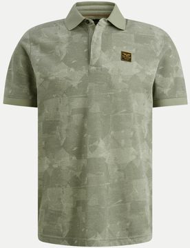 Poloshirt aus Piqué mit Allover-Print Grün M