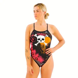 Maillot De Bain Flowers And Skulls