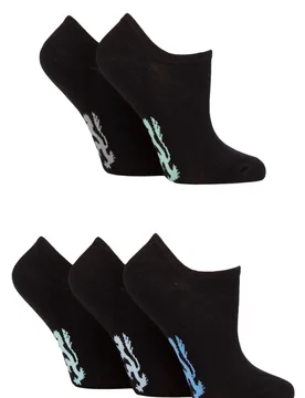 Women's 5 Pair Plain Cotton Trainer Socks Black 4-8 Ladies - Black - Size: Small - Pringle - FashionsVida