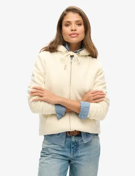 Superdry Damen Borg-gefütterter Hoodie mit Reißverschluss Creme - Größe: 36 - 94.99 - FashionsVida