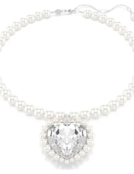 Collana Ariana Grande x , Crystal Pearl, taglio Heart, Cuore, Bianca, Placcato rodio OS - Swarovski - FashionsVida