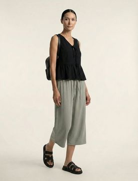 Pantaloni culotte con tasche - verde scuro