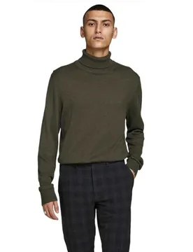 Maglione A Collo Alto Emil Knit Olive Night / Detail Melange L