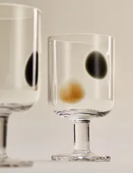 M&S Set of 2 Dot Wine Glasses Multi