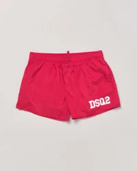 Boxer mare rosso con stampa logo monogramma bianca