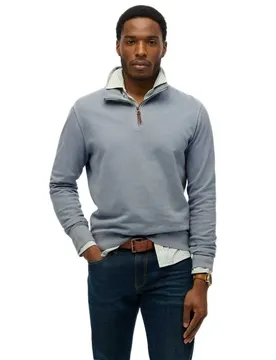 Maglione Con Mezza Zip Classic Essential Washed Denim L